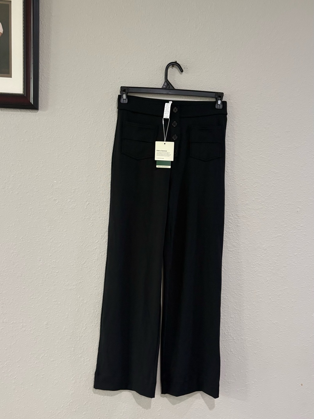Black Wide-Leg Women's Pants with Button Front medium